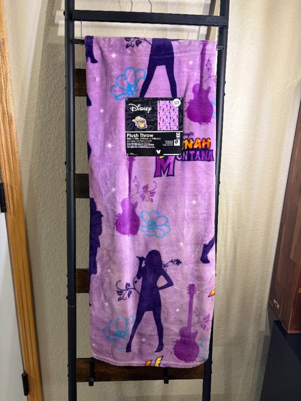 Disney Hannah Montana Plush Throw Blanket Purple 50x70 2000s Kid NWT